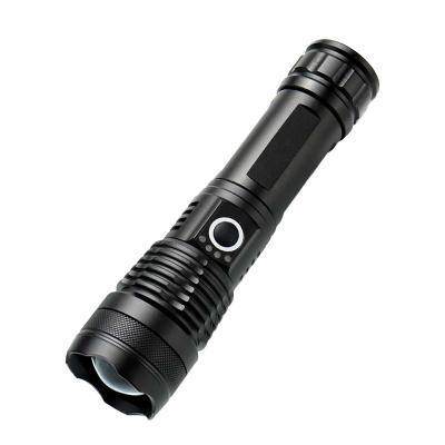 China Aluminum Alloy LED USB Rechargeable Flashlight Torch Light XHP50 Most Powerful Tactical Flashlight 18650 Zoom Bright Waterproof Handlamp for sale