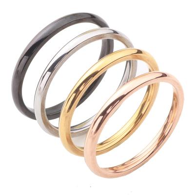 China CLASSIC Trendy Rose Gold Finger Non Fading Titanium Steel Couple Ring for sale