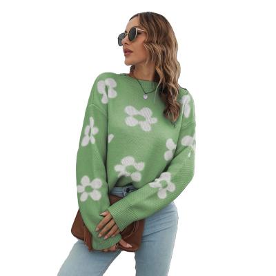 China Anti-wrinkle Women Loose  Long Sleeve Daisies Graphic Y2k Sweater for sale