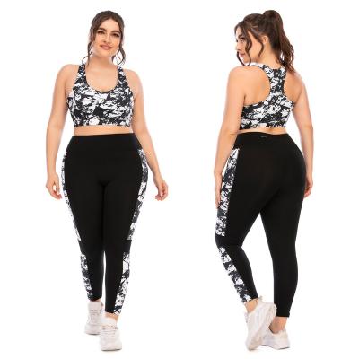 China Viable Sexy Women's Fitness Underwear Gym Fitness Suit Printed Yoga Suit Sportswear Plus Size Yoga Sets Women Plus Size Activewear for sale