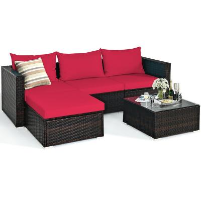 China Modern Garden Sofa Rattan Furniture Set Conversation Sofa Coffee Table ratten outdoor furniture for sale