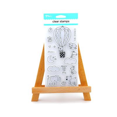 China Clear silicone rubber reservation rubber drop stempel sello seal stamp school kids animal stamps for cutting dies card making DIY card for sale