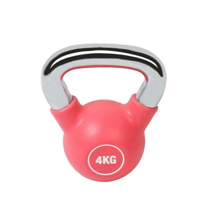 China Durable China Wholesale Hammer Strength Weights Color PU Coated Pink Chrome Handle Kettlebell For Women And Men Home Fitness Equipment for sale