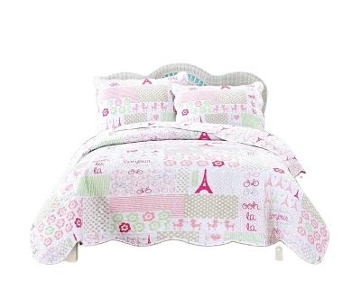 China 100%polyester girls colcha bedspread queen size lightweight luxury high quality pink comforter set for kids for sale