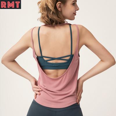 China Custom Viable Custom Sexy Sleeveless Logo Women Tank Top Gym Vest Blank Ladies Gym Apparel for sale