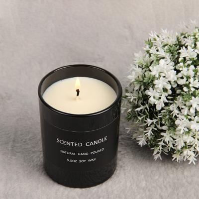 China Parties Wholesale Private Label Luxury Black Glass Soy Wax Scented Candle for sale