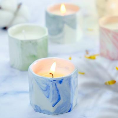 China Parties Customized Private Label Luxury Octagonal Ceramic Cup Scented Wholesale Candle for sale