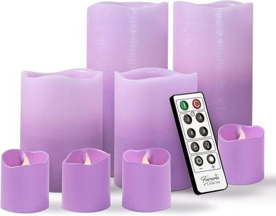 China Birthdays Lighting Lavender Purple LED Flameless Candles With Remote Control Pillar Candles And Wish Candles for sale