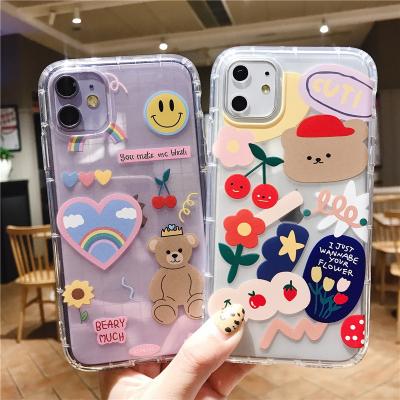 China Protective cartoon creative bear new suitable mobile phone case apple 12 transparent anti-drop mobile phone case iphone12 to new for sale