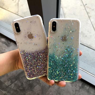 China Anti-scratch imd phone case quicksand glitter is suitable for iphone xs max cell phone case epoxy gradient cell phone case for sale