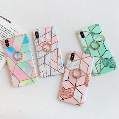 China Protective Ring Buckle Marble 8plus For iPhone 11 Cell Phone Case/XS Max/XR/Apple 12 Marble Phone Case for sale