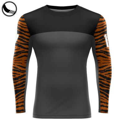 China Custom Sublimated Tattoo Elastic Long Sleeve Tops Mens Rash Guard for sale