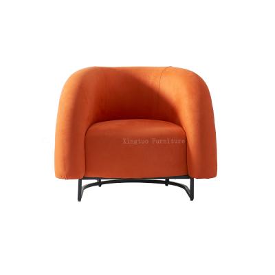 China N XINGTUO Luxury Hotel Arm Accent Chair Metal Leg Leisure Lounge Modern Orange Velvet Accent Chair for sale