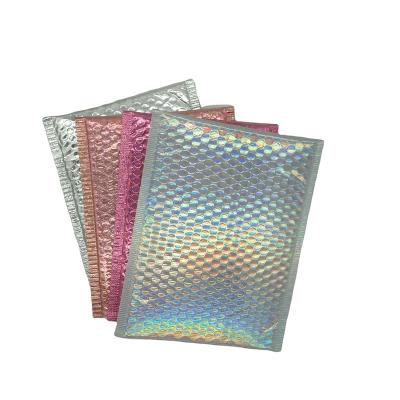 China Recyclable Wholesale Color Gold Foil Bubble Bag Metallic Custom Printed Bubble Mailer Padded Envelopes for sale