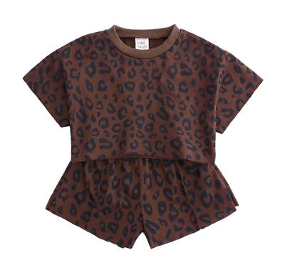 China Wholesale High Quality Breathable Toddler Short Sleeve Baby Clothes Leopard Baby Clothing Set for sale