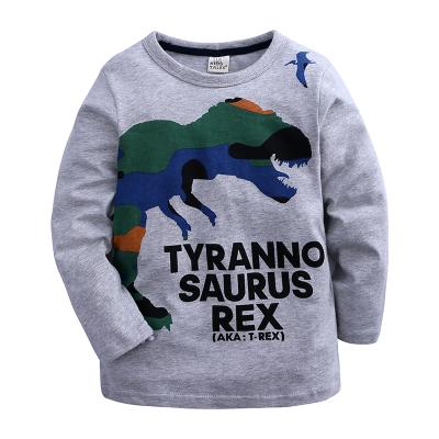 China Factory Outlet Cotton Baby Boy Clothes Gray Dinosaur Pattern Children QUICK DRY Custom Organic T-shirt for sale