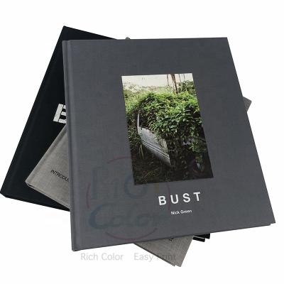 China Eco-friendly Black Elegant Cloth Foil Bound Book Canvas Printing With Photo Window for sale