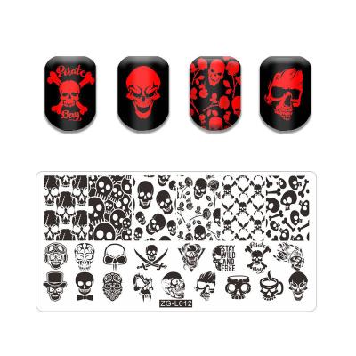 China Easy Apply Stamping Plate Halloween Theme Stainless Steel Autumn Design Overprint Nail Stamping Plate for sale