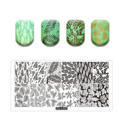 China Easy Apply Stamping Plate Maple Leaves Theme Stainless Steel Autumn Design Overprint Nail Stamping Plate for sale