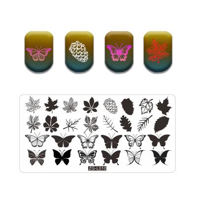 China Easy Apply Nail Art Stamping Maple Leaves Style DIY Image Nail Stamping Plates Manicure Stencil Set For Nail Stamping Plate for sale