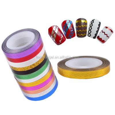 China Professional Nail Art 12color Nail Rolls Waves Striping Line Nail Art Tips Decoration DIY 3d Tape Stickers for sale