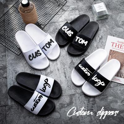 China Hotel Slipper Brand Logo Shoes Men's Anti-slippery Sandal Custom Print Design Manufacturer Slides Logo Slippers Women Men Custom Embossed Rubber for sale