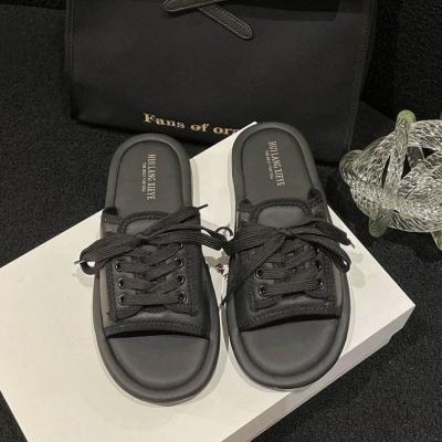 China Casual lace-up slippers 2023 summer new light wholesale soft bottom flat slippers for sale