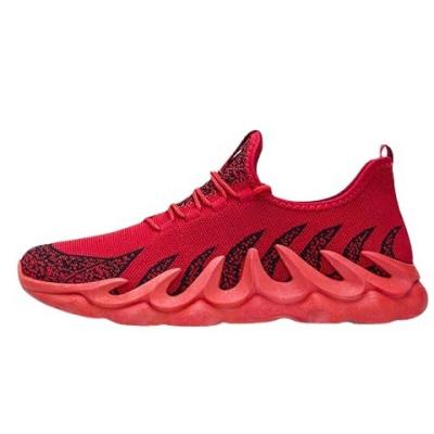 China New arrival 39-44 fashion anti-slip red color size fir walking pvc 2023 knitting red injection pvc sole hot sale man shoes sneaker tennis for sale