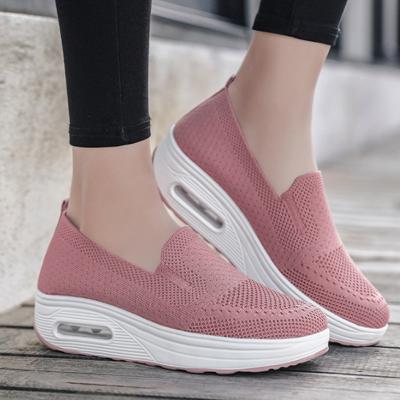 China Slip-On Classic Casual Anti-Slip Wedges Mesh Sneakers Upper Breathable Bulky Comfortable Size Increasing Sports Shoes For Women for sale