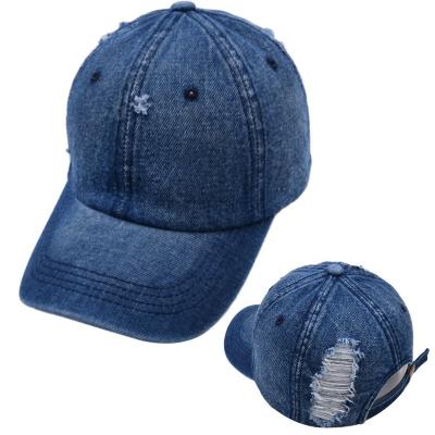 China High Quality Fashion Curved Sunshade Sunshade Hat Peaked COMMON Solid Color Denim Baseball Cap Brim Hole 2023 New Retro for sale