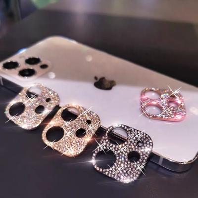 China Mobile Phone 3D Diamond Mobile Camera Lens Protector Metal Camera Lens For iPhone 12 Pro Max Protector Diamond Bling Lens Protector Camera Lens Film for sale