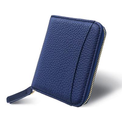 China Fashionable Genuine Leather RFID Blocking Large Capacity Zipper Custom Wallet for sale