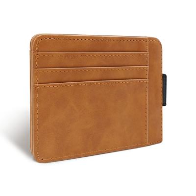 China Slim Vintage Hot Sales PU Tri Case Business Card Holder Leather Wallet for sale