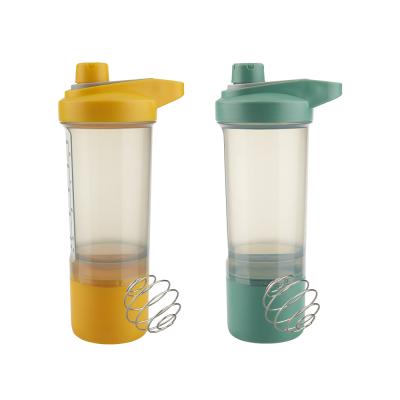 China 500Ml Viable Wholesale Custom Plastic Protein Shaker Gym Fitness Shaker Bottle With Storage Container for sale