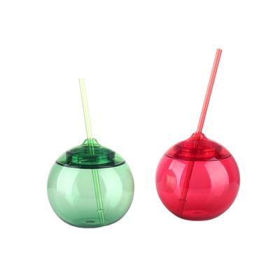 China Viable Standard Promotional Colorful Round Ball Shape Disco Bar Fashion Options Food Grade LFGB Plastic Cup With Straw for sale