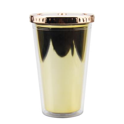 China Factory Supply Sustainable Professional Good Quality Double Wall Plastic Tumbler With Ice Cube for sale