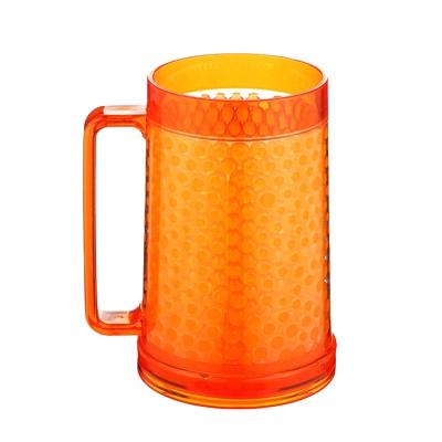 China Custom Sustainable 450ml Double Wall Frost Beer Freezer Hot Selling Plastic Mug for sale