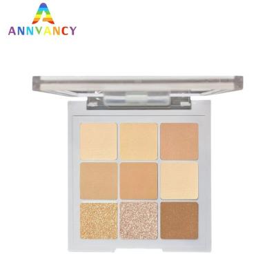 China Waterproof Custom Make Up Eyeshadow Low MOQ 9 Color Shimmer Acrylic Eyeshadow Palette Private Label Palette for sale