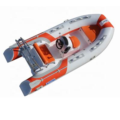 China Hot Sale 12.8ft Fiberglass RIB 390 Boats Rigid Fiberglass Hull Inflatable Hypalon Tube For Fishing for sale