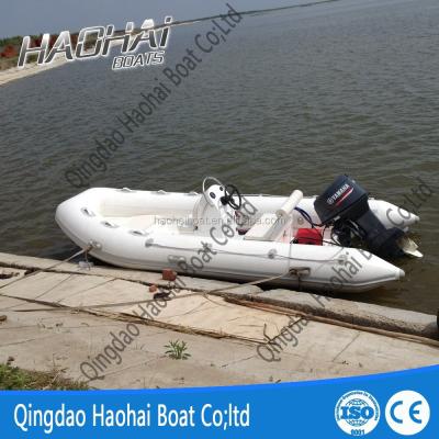 China Fiberglass 4.2m CE Approval Tube Inflatable Fiberglass Open Floor Boat For Fishing for sale