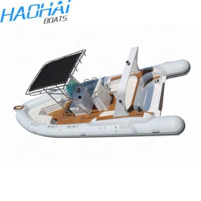 China Large New Model Fiberglass RIB 760 Luxury Rigid Hull Fiberglass Inflatable Used Fishing Boat For Sale for sale