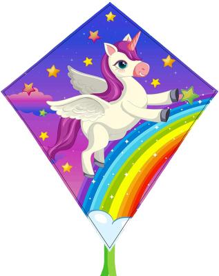 China Polyester 2021 New Kids Unicorn Kites Easy To Fly For Boys And Girls With 330ft String Beach Outdoor Games for sale