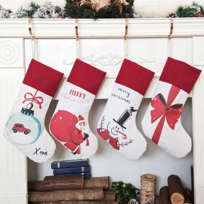 China 2021 New Original Design Digital Burlap Printing Hanging Christmas Stocking Fireplace Decoration for sale