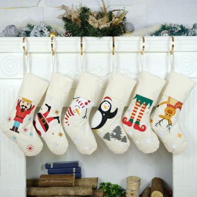 China Canvas 2021 New Original Design Half-in Picture Christmas Stocking Fireplace Hanging Decoration for sale