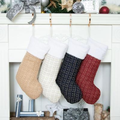 China New Design Polyester 2022 Original Elegant Christmas Stocking Fireplace Hanging Decoration for sale