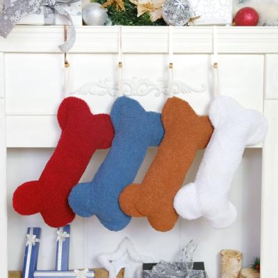 China New Design Polyester 2022 Original Teddy Cashmere Dog Christmas Stocking Fireplace Hanging Decoration for sale