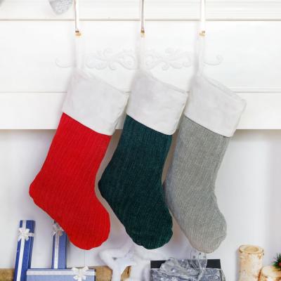 China 2022 New Original Design Polyester Spiral Knitted Christmas Stocking Fireplace Hanging Decoration for sale