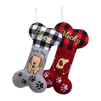 China Cotton Original Design Embroidery Christmas Stocking Dog Pet Stockings Ornament Fireplace Hanging Stockings for sale