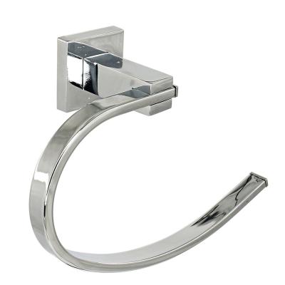 China Durable Handtuchring Easy Install Bathroom Square Chrome Rack Holder Shelf Towel Ring for sale