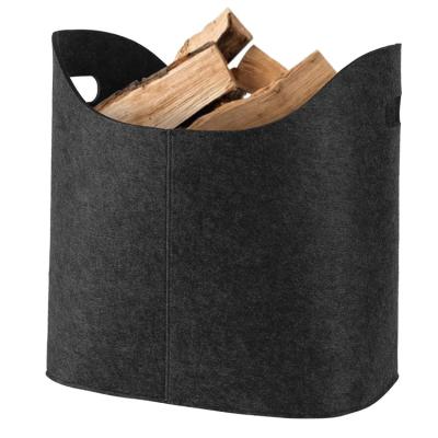 China Sustainable Firewood Basket Black High Quality Felt Log Bag for sale